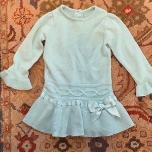 2T Crazy 8 aqua sweater tunic with satin bow
